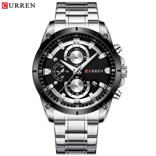 CURREN Luxury Men's Stainless Steel Quartz Watch Sport Chronograph Wrist Watches - Picture 10 of 11