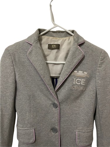 ICEBERG Women's Blazer Gray Pink Made in Italy Embroidered Crown Size 38 / XXS - Picture 2 of 12