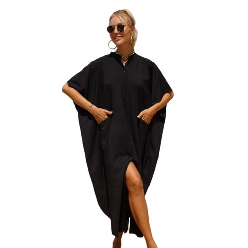 Bathing Suit Cover Up Bikinis Swimsuit Coverups Buttons Down Beach Dress Shirt - Picture 5 of 10