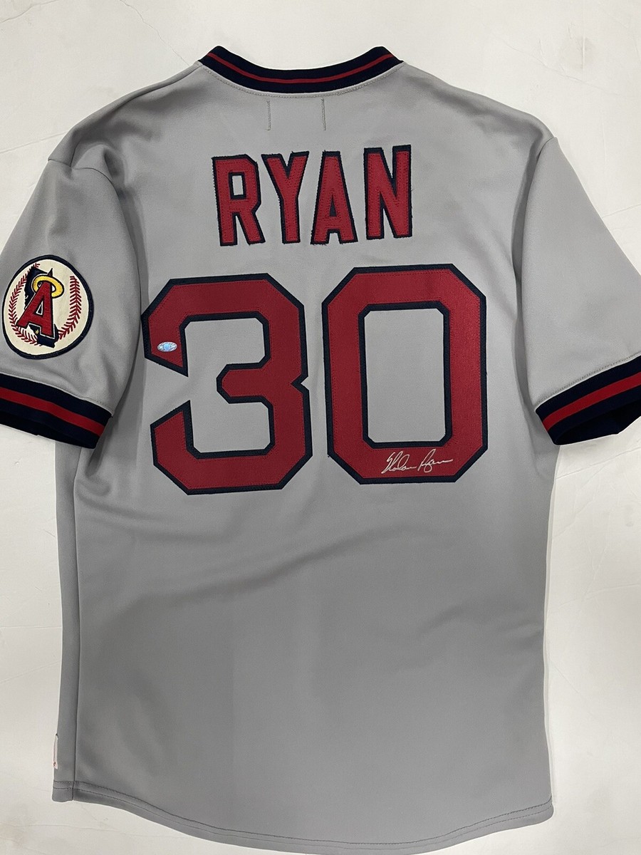 Nolan Ryan Signed Authentic Vintage Game Model California Angels Road Jersey  COA