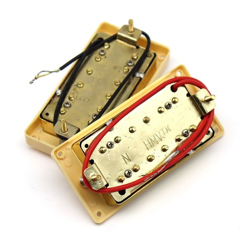 Cream Ring Gold Neck & Bridge Humbucker Pickups for Les Paul Electric Guitar - Picture 2 of 4