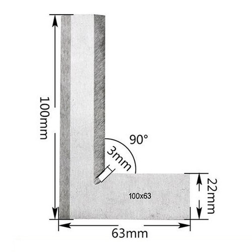 Harden Steel Try Square Ruler L Shaped 90 Degree Angle Wood Stone Layout - Picture 2 of 3