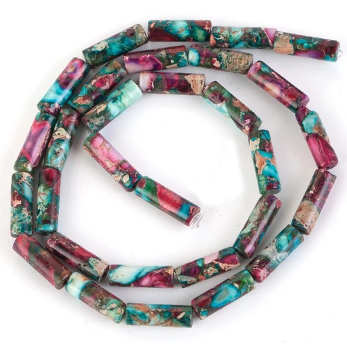 4x13mm Natural Cylinder Tube Sea Sediment Jaspers Stone Beads For Jewelry Making - Picture 7 of 25