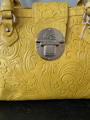 Etro Margot Tooled Leather Paisley Handbag Shoulder Tote Western Yellow G2-37 - Picture 2 of 13