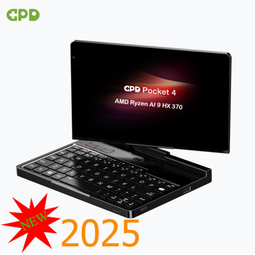 GPD Pocket 4 2025 Mini PC Portable Compact PC AMD AI 9 HX370 32GB RAM + 2TB SSD