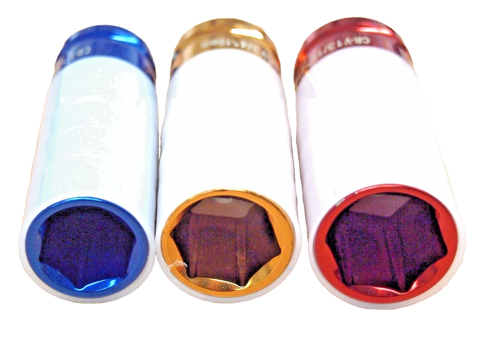 3 PCS 1/2in Dr. Colored Deep Impact Socket Thin Wall 17mm 19mm 21mm Nylon Sleeve - Image 3 of 4