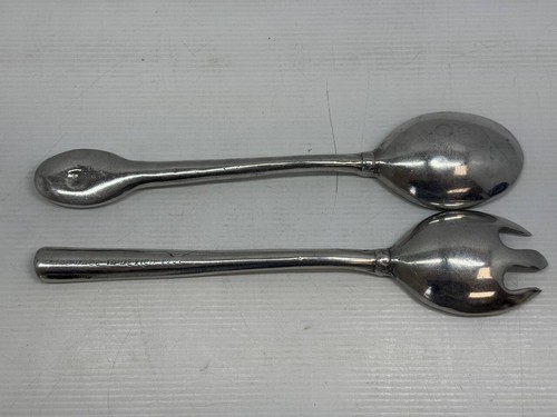 Vintage Lot Of 2 Salad Serving Silver Spoon & Fork / Made in Mexico 1995 - Picture 4 of 5