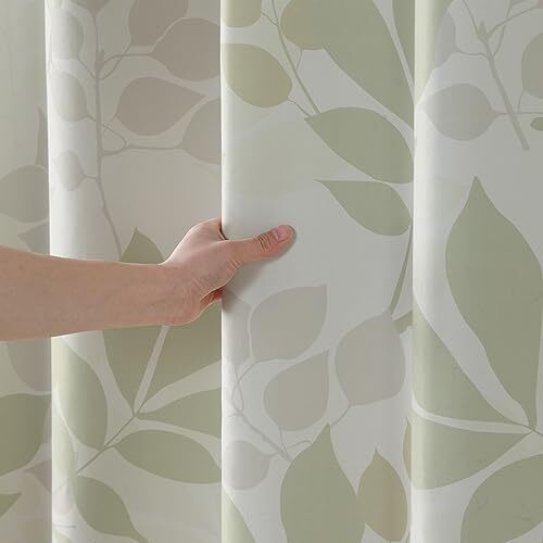 Shadow Leaves Soft Microfiber Fabric Tan Printed Floral Shower CurtainFarmhou... - Picture 5 of 7