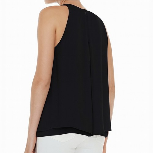 Theory L Seidenbluse Double Shell Seide Tank Top Reißverschluss schwarz ärmellos Chiffon - Bild 2 von 3