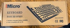 iMicro USB Keyboard KB-USB19EB 107-Key Wired Full-Size Black New Open Box