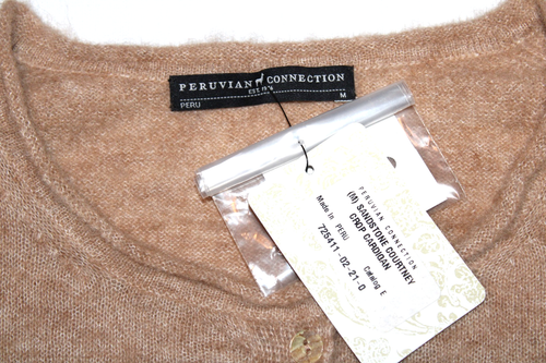 Peruvian Connection Med Courtney Cropped Sandstein Alpaka Cardigan Pullover Neu mit Etikett - Bild 4 von 11