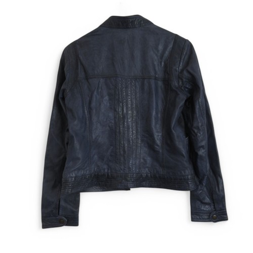 Sienna De Luca Vintage Leather Biker Jacket UK Large 14 EU 42 Blue Preloved - Picture 11 of 24