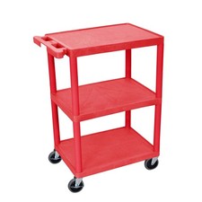 Luxor Flat 3-shelf Heavy Duty Utility Cart Red