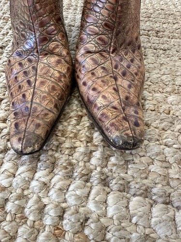 Botines DONALD J. PLINER SARRA Marrón Cocodrilo CON CREMALLERA TALLA 8.5 - Imagen 4 de 7
