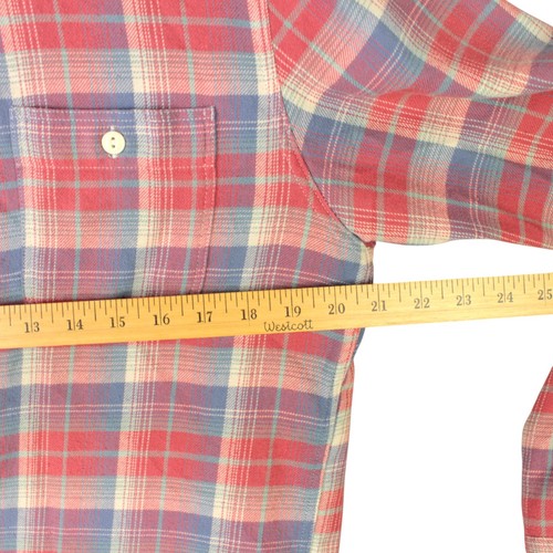 Faherty Flannel Shirt Men M Button-Up Long Sleeve Plaid Soft Stretch Red - Picture 8 of 11