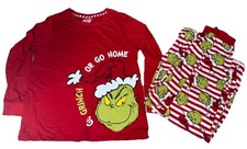 The Grinch Dr. Suess Women's 2-Piece Large Top  XL Bottoms Go Grinch or Go Home