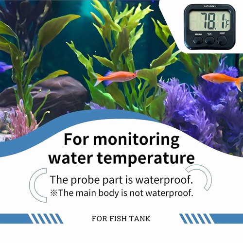 Digital Thermometer with External Sensor, Magnet, Suction Cup, Water Black - Picture 2 of 7