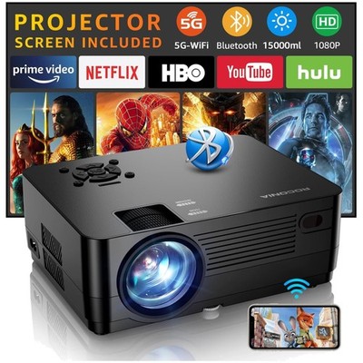 Projector with 5G WiFi and Bluetooth, Native 1080P Projector[Projector Screen...