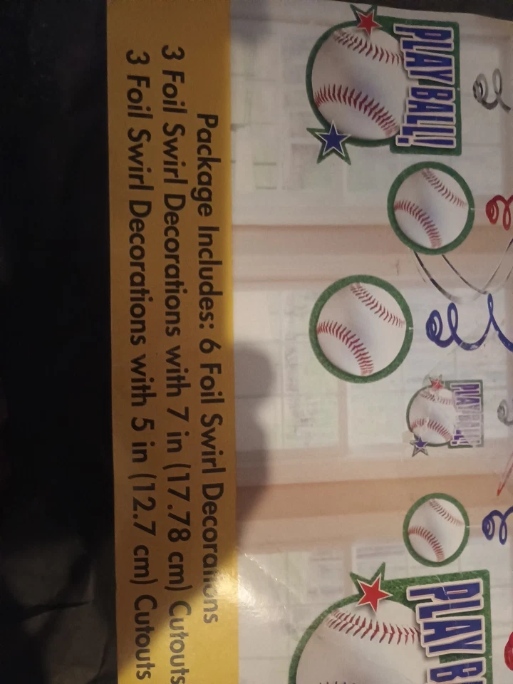 Béisbol PlayBall" Fiesta de Cumpleaños 6 Láminas Remolino Decoraciones 3-5"/3-7" Recortes Foto 2 de 4