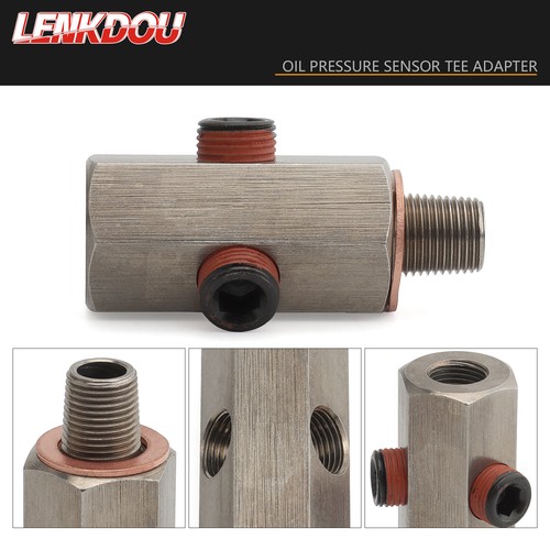1/8" NPT Oil Pressure Sensor Tee to Two NPT Adapter Turbo Supply Feed Line Gauge - Picture 3 of 8