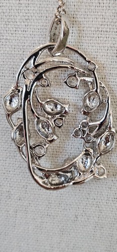 Vintage 90s 925 Silver | Zircon Rose Tulip Pendant Necklace 18.5" Gift-Ready  - Picture 2 of 5