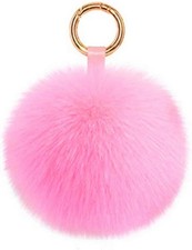 Genuine Fox Fur Pom Pom Keychain Bag Purse Charm Large Fluffy Fur Ball Keychains