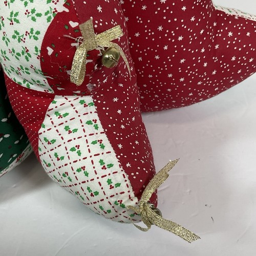 Albero di Natale Vintage Fatto a Mano 3D Morbido Peluche Tessuto Rosso Verde Bianco  - Foto 2 di 10