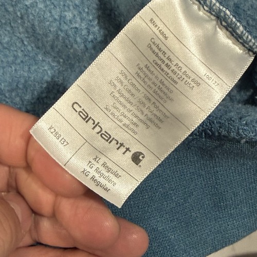 Sudadera con Capucha Carhartt Para Hombre XL Azul Calce Original Ropa de Trabajo Manga Larga Logo Bolsillos - Imagen 10 de 10