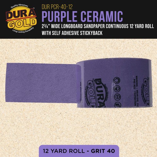 40 Grit Purple Ceramic 2.75" x 12 Yard Roll Self Adhesive Longboard Sandpaper - Picture 2 of 5
