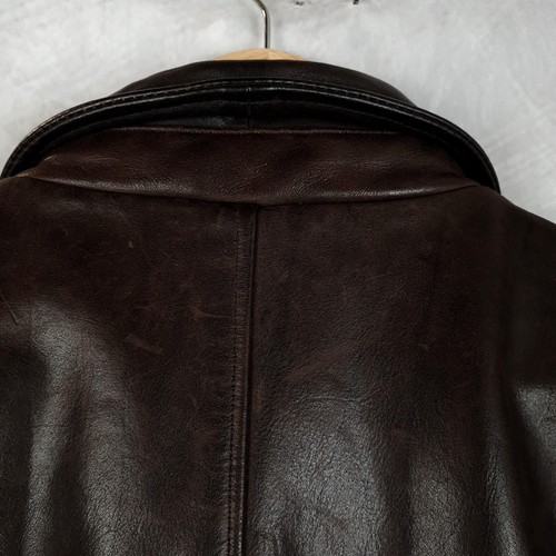 Vintage Banana Republic Jacket Mens 44 Brown Leather Bomber Flight Zip Lined 90s - Picture 16 of 24