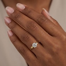 Solitaire Engagement Ring 14K Gold Vintage Round 1.13 CT Lab-Grown Diamond G VS2