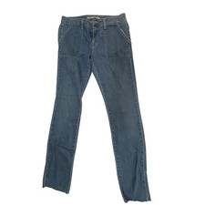 Vince Blue Skinny Utility Jeans Medium Wash Raw Hem Front Patch Pockets USA Made
