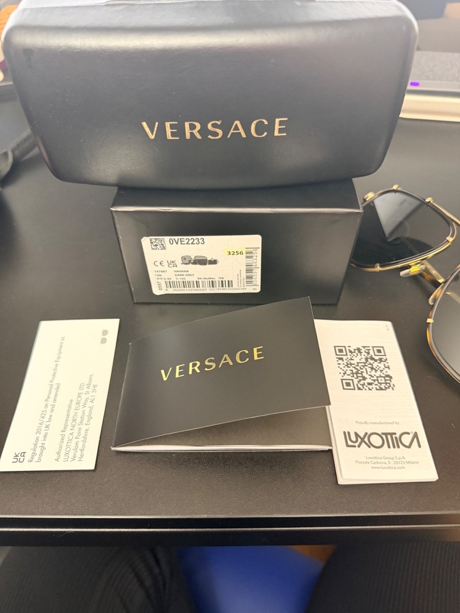 Versace VE 2233 147087 Square Unisex Sunglasses - Havana/Dark Grey