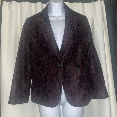 Made In Italy Blazer Jacke Lila Schwarz Spitze Größe S