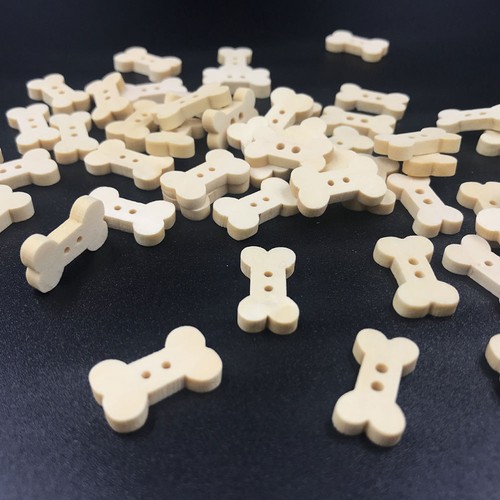 100pcs Bone Shape Buttons DIY Two Holes Buttons Wooden DIY Handcraft Accessary - Picture 3 of 11