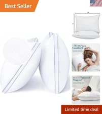 Plush Standard Size Bed Pillows - Breathable Down Alternative for All Sleepers