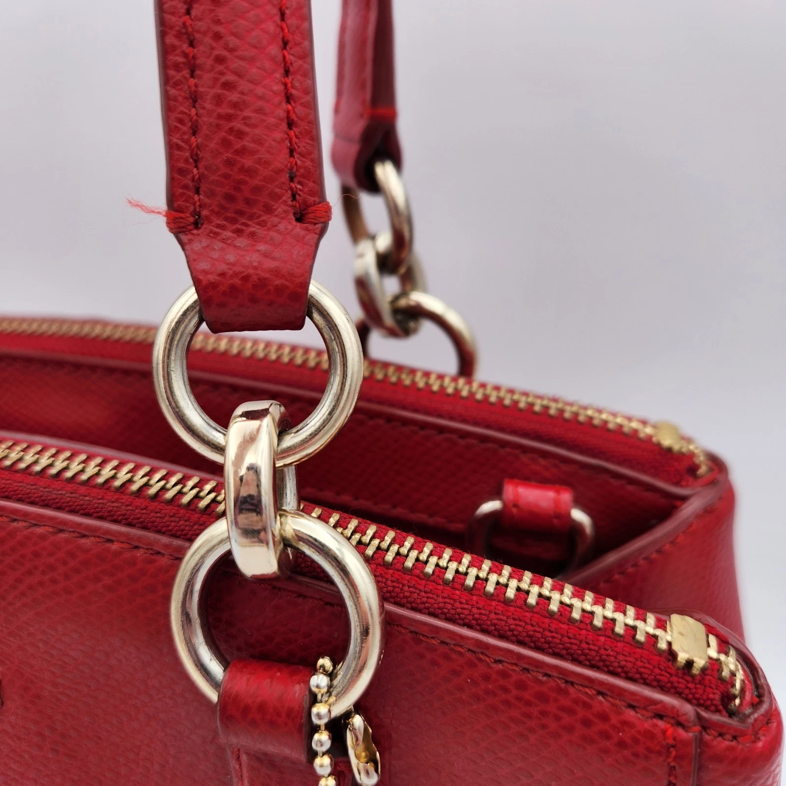 Borsa a mano Coach #36704 mini Christie in pelle rossa incrociata senza cinturino