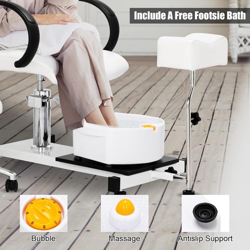 Pedicure Chair with Stool & Bubble Massage Foot Bath with Adjustable Foot Rest - Picture 9 of 9