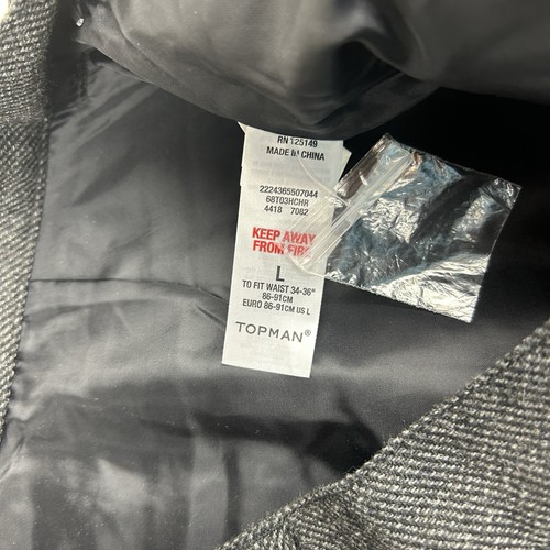 Topman Vintage Skinny Pants Mens Large Gray Dress Joggers Casual Gray New - Picture 6 of 9