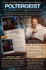 POLTERGEIST Oliver Robins Autographed Shooting Screenplay And PHOTO Combo.