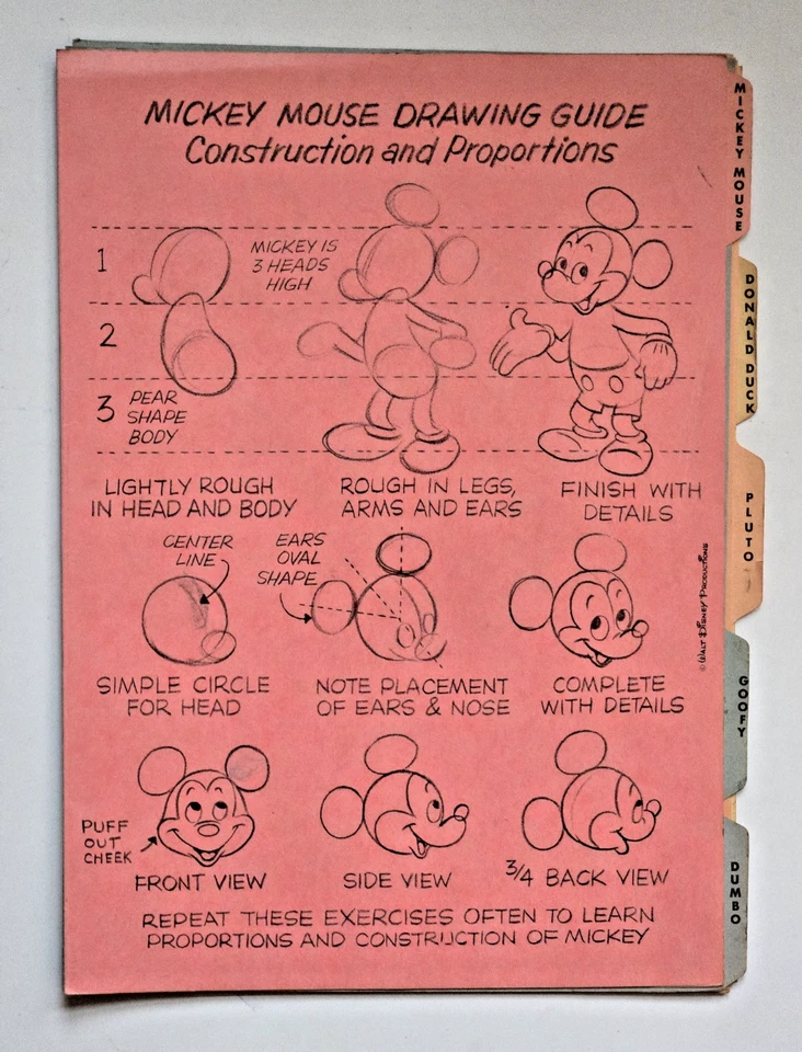 RARO JUEGO DE "GUÍAS DE DIBUJO" WALT DISNEY AÑOS 50/60 - MICKEY, DONALD, DUMBO + Foto 4 de 4