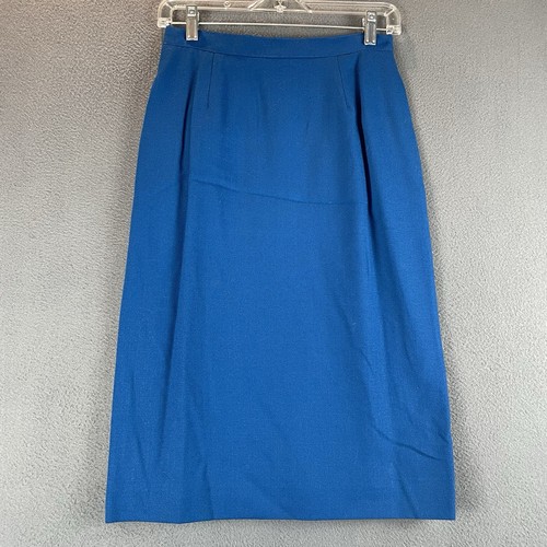 VTG A-Line Skirt Sz 8 NWOT Turquoise Blue Rear Slit Lined Wool Button Elegant - Picture 1 of 10