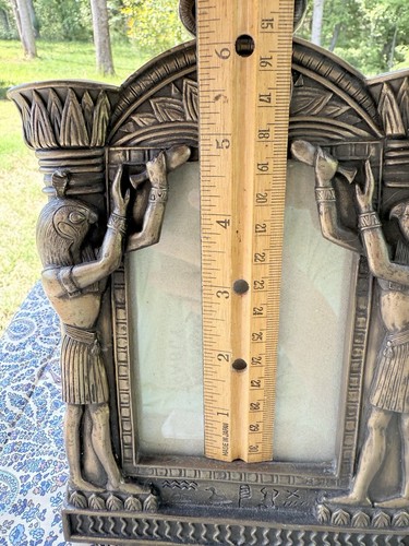 Vtg Egyptian Pharaoh Gold Tone Picture Photo Frame 5x3.5” Photo Resin - 第 10/11 張圖片