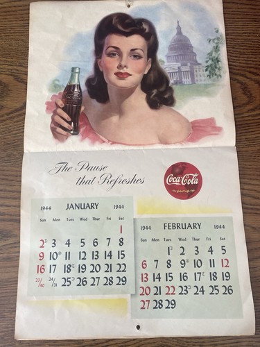 Vintage. Original Coca Cola Kalender 1944 mit 12 Monaten #25-96