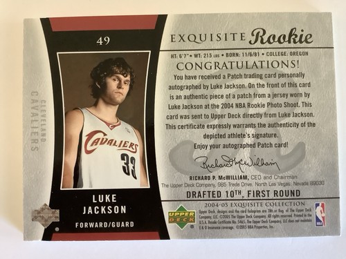 2004 Upper Deck Exquisite Collection /225 Luke Jackson RPA Rookie Patch Auto RC - Picture 10 of 10