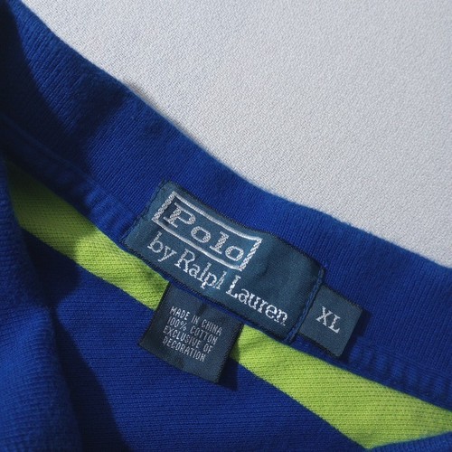Polo Ralph Lauren XL para hombre verde azul a rayas 100 % algodón manga corta - Imagen 3 de 7