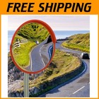 24" Wide-Angle Curved Safety Mirror - Shatter-Proof, Adjustable Bracket Included