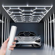 LED Hexagon Garage Lights 6500K Car Detailing Shop Light With Border for Garage