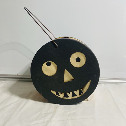 Very Rare Vintage Halloween Pumpkin Black Cat Lantern With Cat