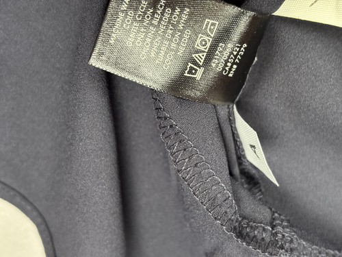 Camisa Ann Taylor Mujer Mediana Pequeña Azul Marino Volantes Dobladillo Manga Corta Blusa Peplum - Imagen 11 de 14
